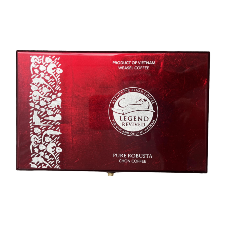 Cà Phê Chồn Robusta Legend Revived (Robusta Weasel Coffee) 125g (Hạt/Bột) – Hương Trà Đen, Bạch Quả, Chocolate Đen Cùng Vị Ngọt Đắng, Hậu Ngọt Béo (Hộp Sơn Mài)