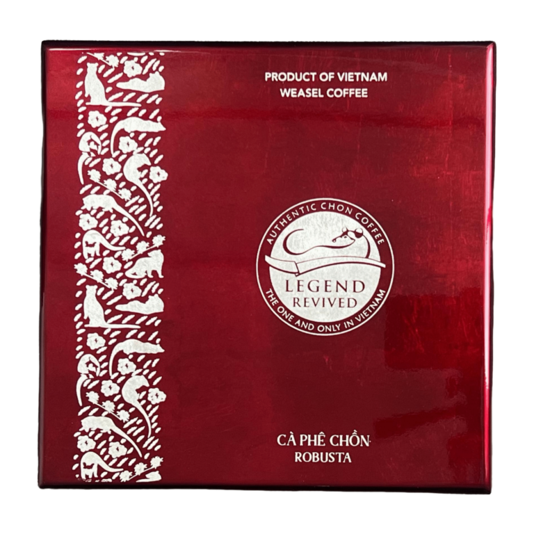 Cà Phê Chồn Robusta Legend Revived (Robusta Weasel Coffee) 250g (Hạt/Bột) – Hương Trà Đen, Bạch Quả, Chocolate Đen Cùng Vị Ngọt Đắng, Hậu Ngọt Béo (Hộp Sơn Mài)