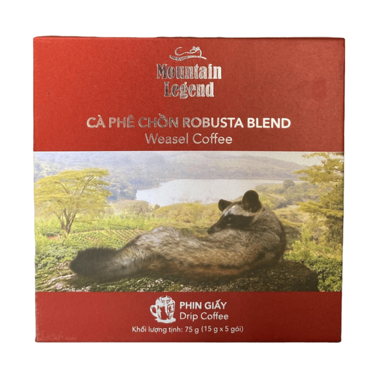 Cà Phê Chồn Robusta Mountain Legend (Robusta Weasel Coffee) 75g (Phin Giấy) – Vị Ngọt Béo Tự Nhiên, Hương Trái Cây Khô, Hơi Đắng Nhẹ