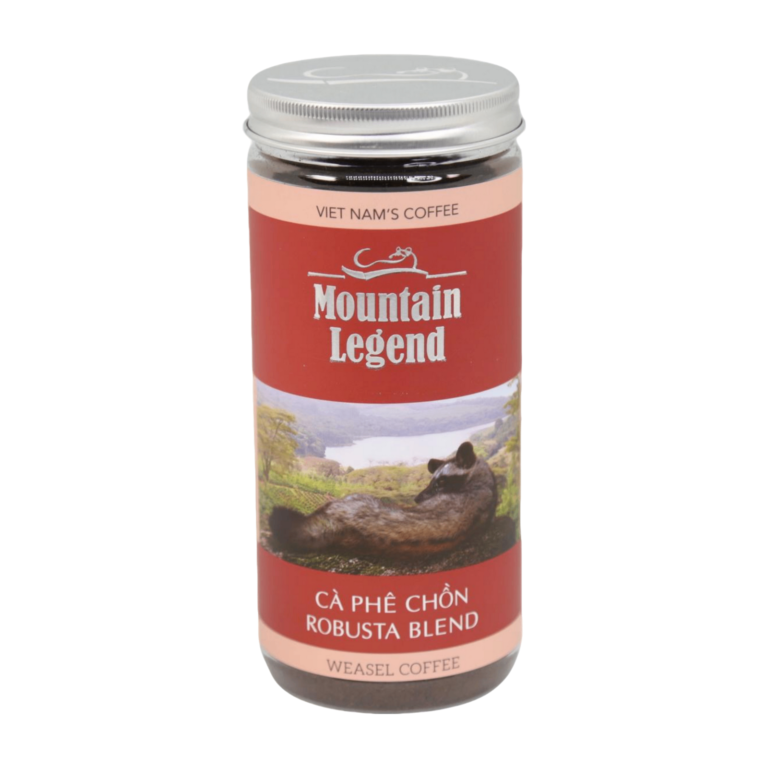 Cà Phê Chồn Robusta Mountain Legend (Robusta Weasel Coffee) 200g (Hạt/Bột) – Vị Ngọt Béo Tự Nhiên, Hương Trái Cây Khô, Hơi Đắng Nhẹ