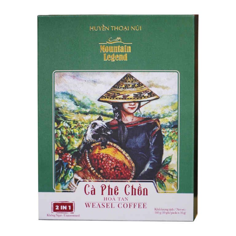 Cà Phê Chồn Hòa Tan 2 In 1 Mountain Legend Không Ngọt – Hộp 160 G – 5% Cà Phê Chồn Rang Xay Mịn