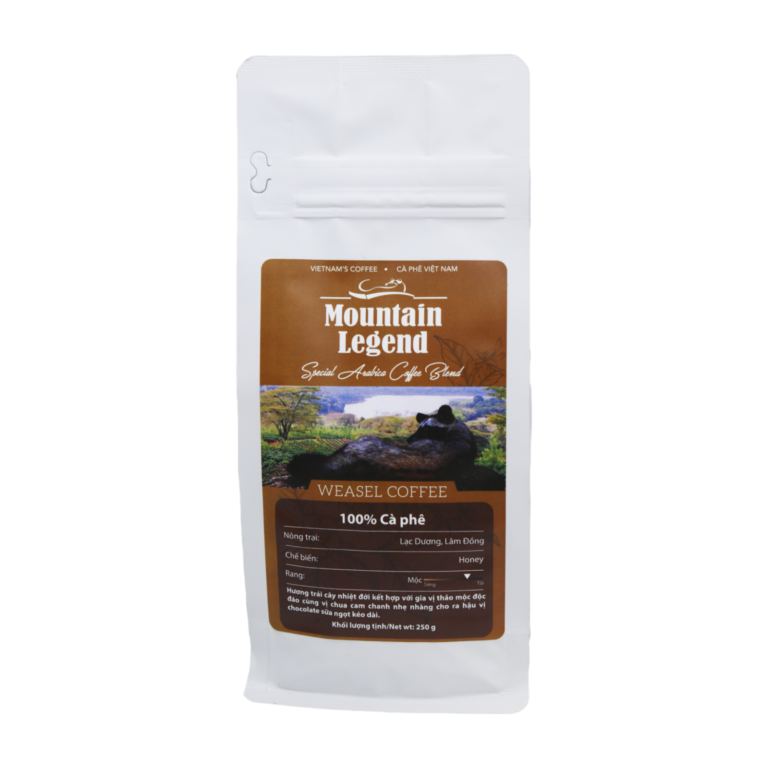 Cà Phê Chồn Arabica Mountain Legend (Arabica Weasel Coffee) 250g (Hạt/Bột) – Vị Ngọt Béo Tự Nhiên, Hương Hoa, Hậu Ngọt Sạch
